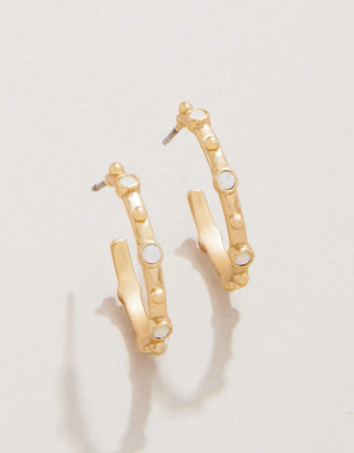 Bristol Hoop Earrings 20mm - White Opal