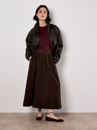 Slub A-Line Midaxi Skirt