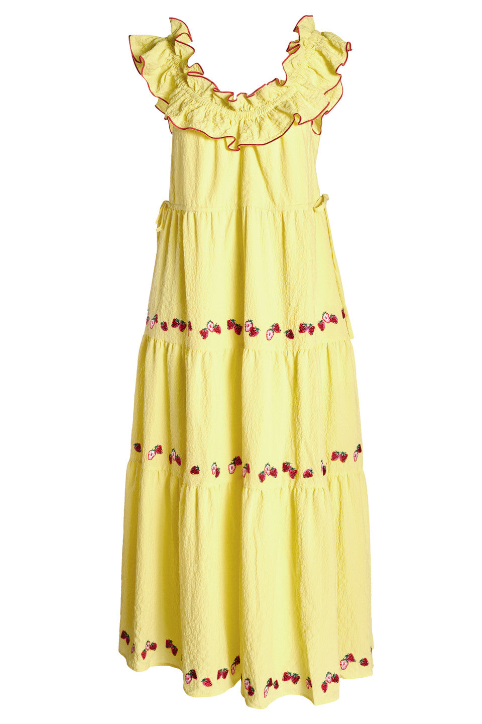 Lemon Lime Strawberry W/ Embroidery Dress