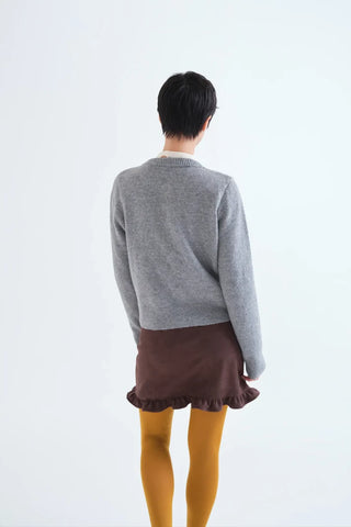 Light Gray Cardigan Hunter Green Buttons