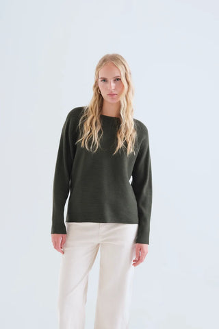 Ribbed Striped Knit Sweater