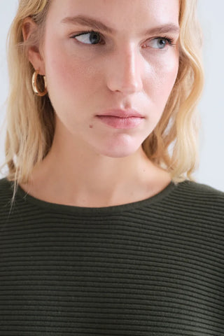 Ribbed Striped Knit Sweater