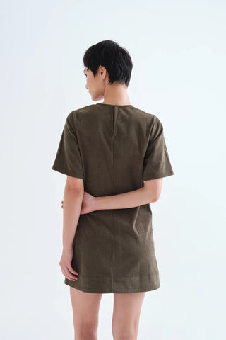 Dark green corduroy dress.