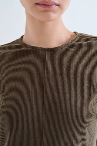 Dark green corduroy dress.