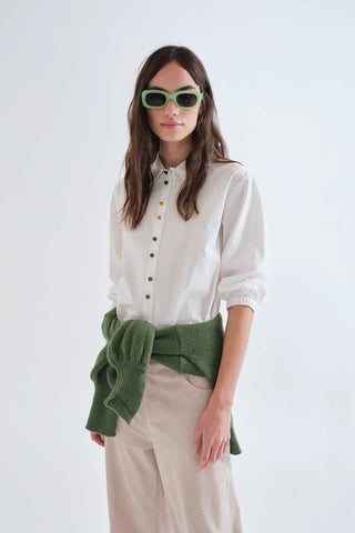 White Button Down Fun Multi Color Buttons