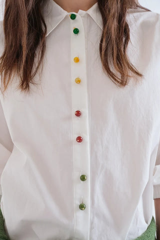 White Button Down Fun Multi Color Buttons