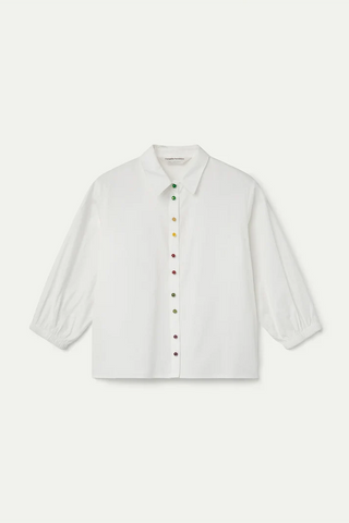 White Button Down Fun Multi Color Buttons