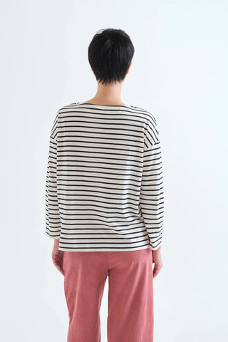 Black and White Striped Cotton T-Shirt