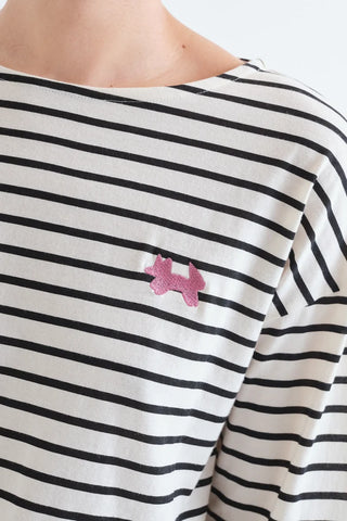 Black and White Striped Cotton T-Shirt