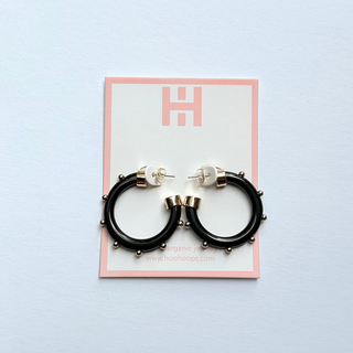 Mini Hoops - Black w/ Gold Balls