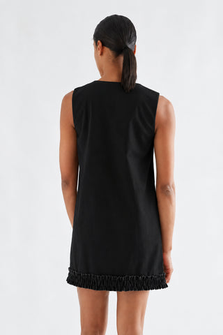Black velvet v neck dress