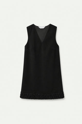 Black velvet v neck dress