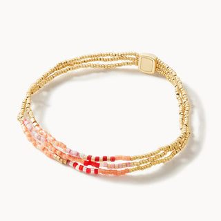 Triple Bitty Bead Stretch Bracelet (Pink)