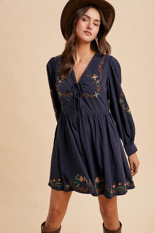 Embroidered Cotton Mini Dress