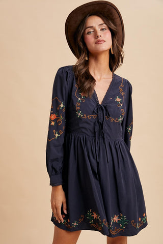 Embroidered Cotton Mini Dress