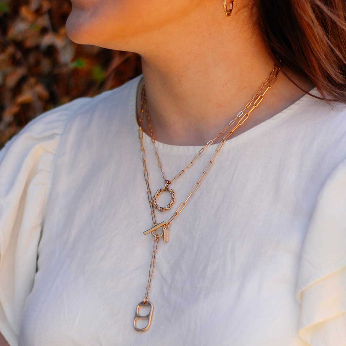 Heidi Paperclip Chain Necklace in Worn Gold