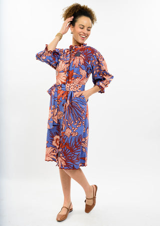 Scallop trim midi dress