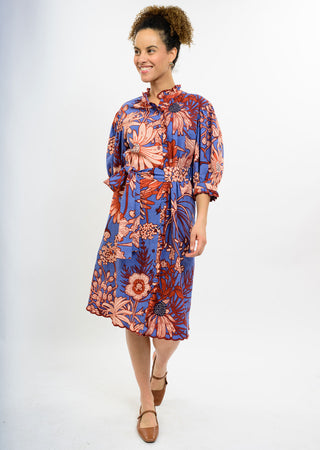 Scallop trim midi dress
