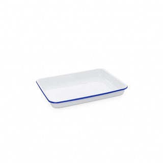 Vintage Small Rectangular Tray - Blue Rim