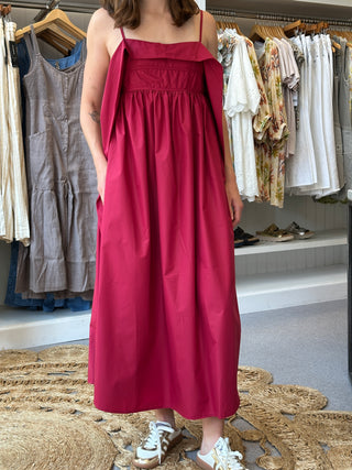 Open Back Midi Dress Tropical Raspberry