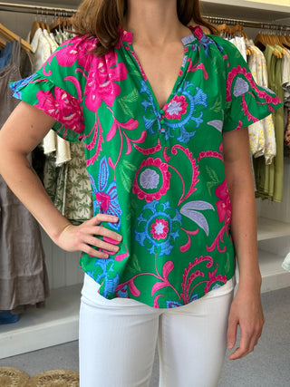 Cabina Floral Ruffle top