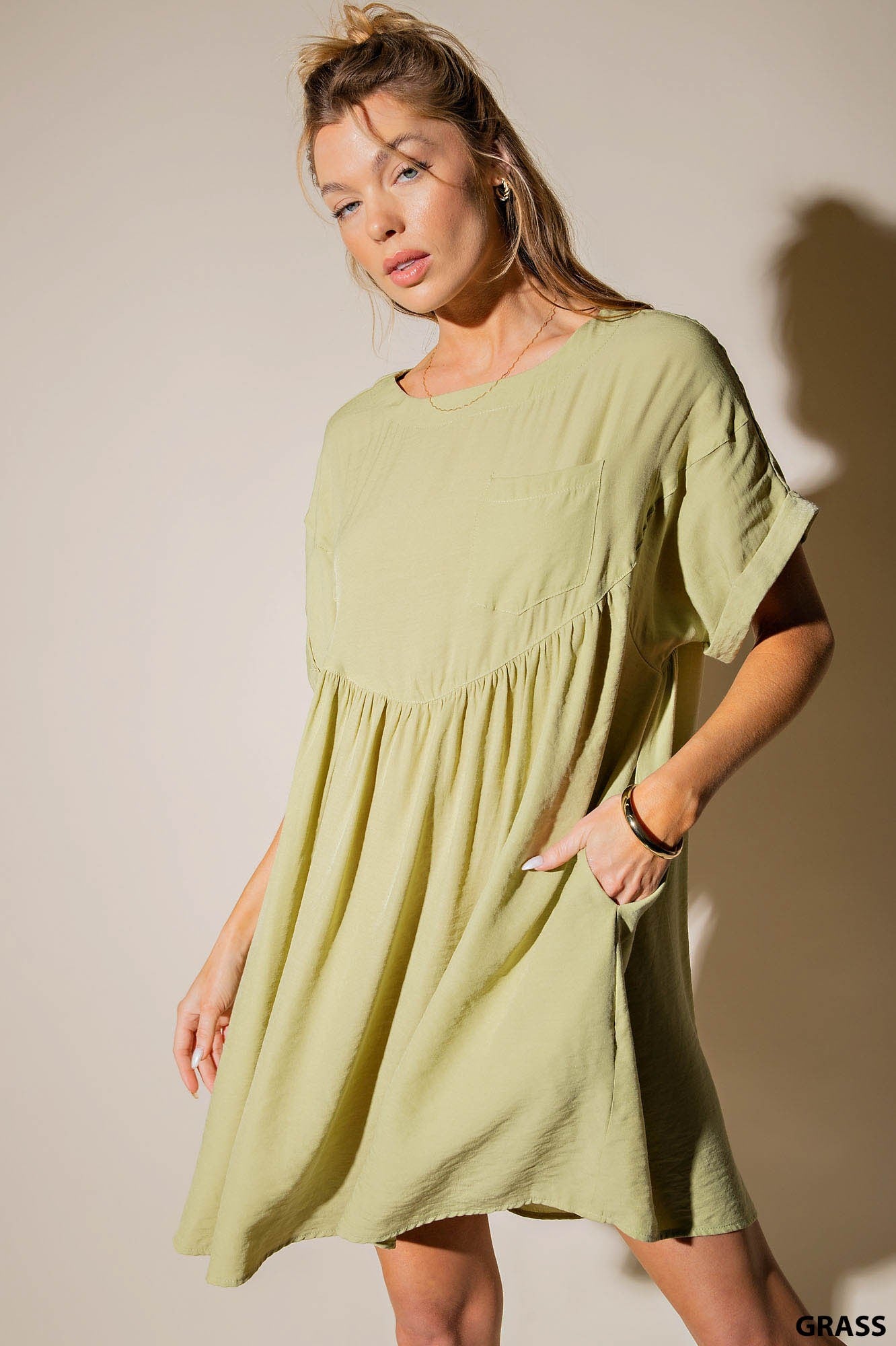 Babydoll Dress - Grass Green