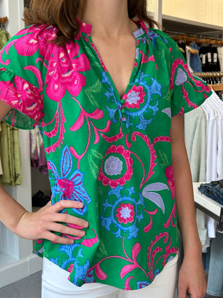 Cabina Floral Ruffle top