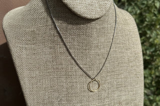 Margo Sterling Silver Necklace w/ Laser Cut Circle (Gold/ Black)