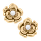 Camelia & Pearl Stud Earring in Worn Gold