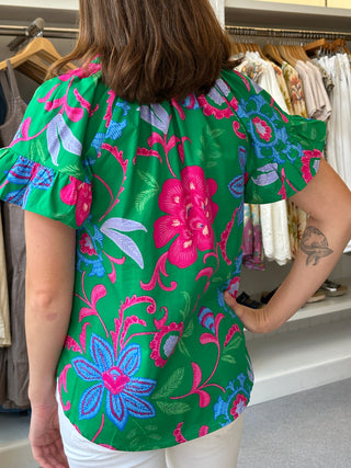 Cabina Floral Ruffle top