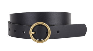 Brass Toned Leather Belt