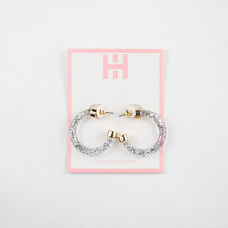 Mini Hoops - Silver Glitter