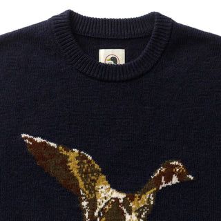 Flying Wood Duck Merino Intarsia Crewneck Sweater