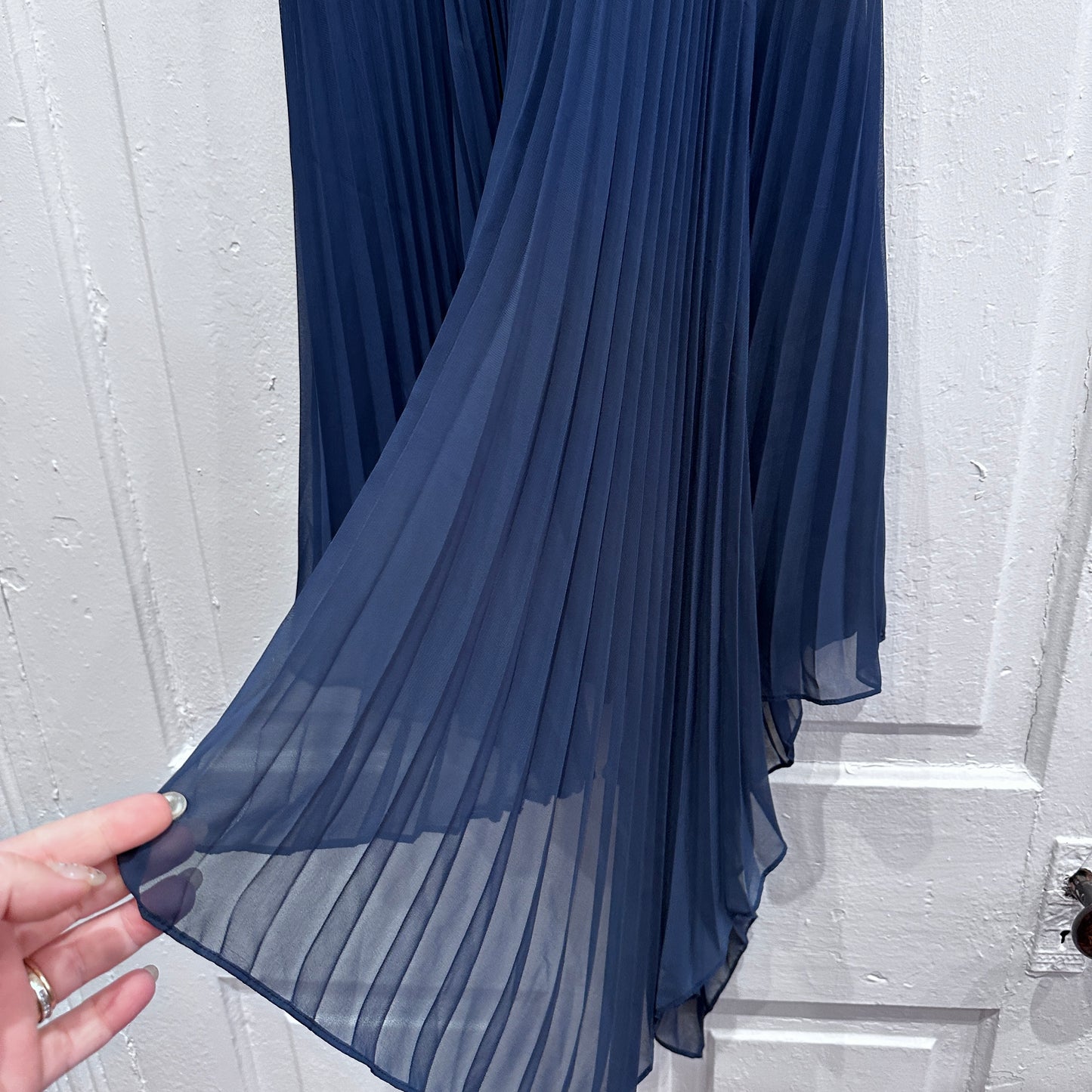 Blue Pleated Asymmetrical Dress