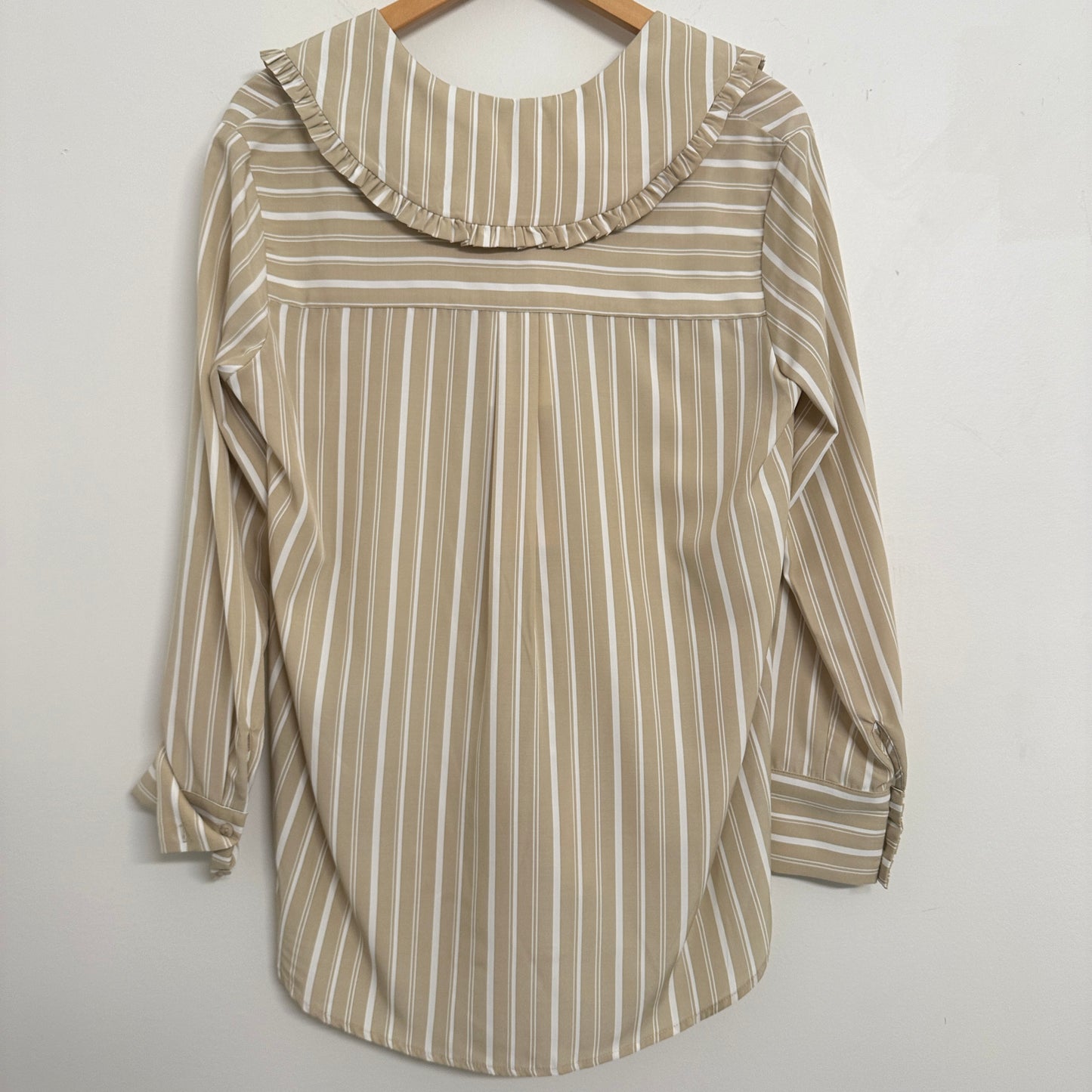 Ruffled Collar Striped Shirt