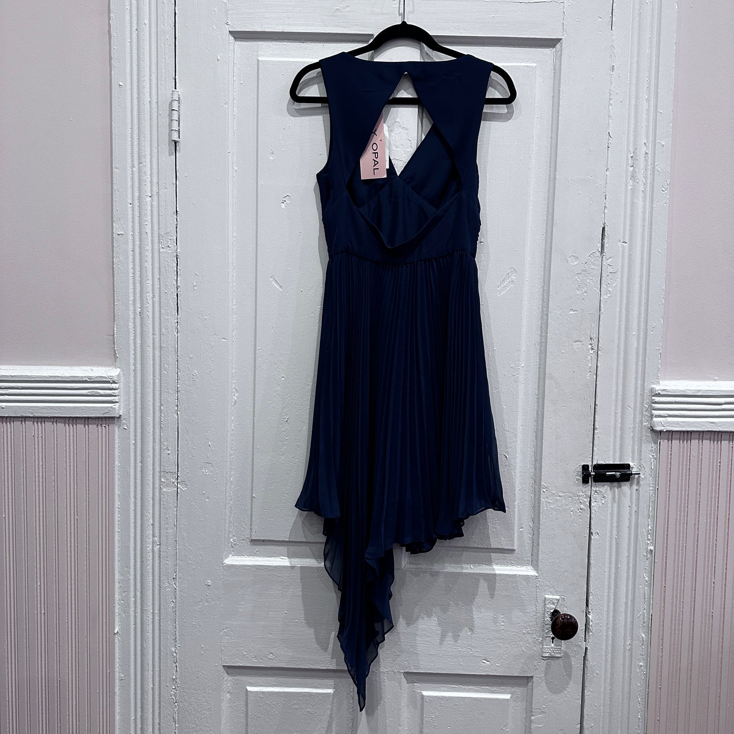 Blue Pleated Asymmetrical Dress