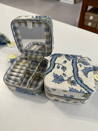 Jewelry Mirror Travel Case Japonica Bird Green