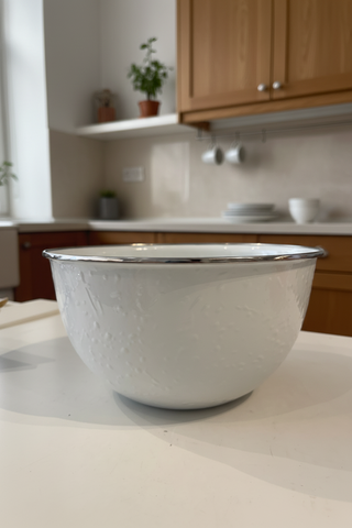 Solid white large salad bowl