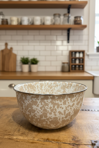 Taupe Swirl Large Salad Bowl