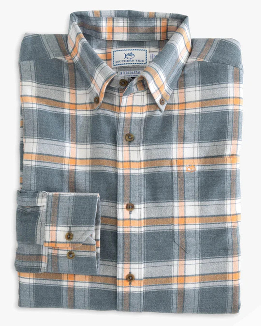 Milton Plaid Intercoastal Flannel Sport Shirt (Heather Dark Denim)