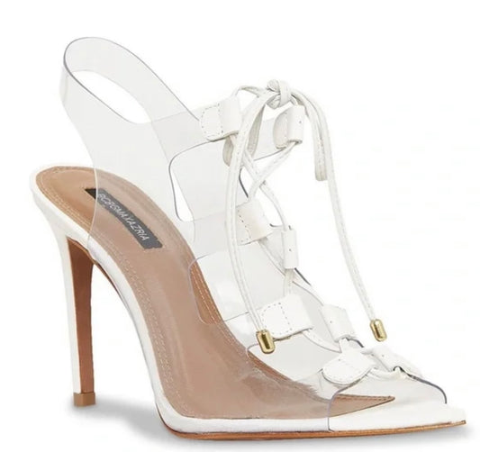 clear and white heel