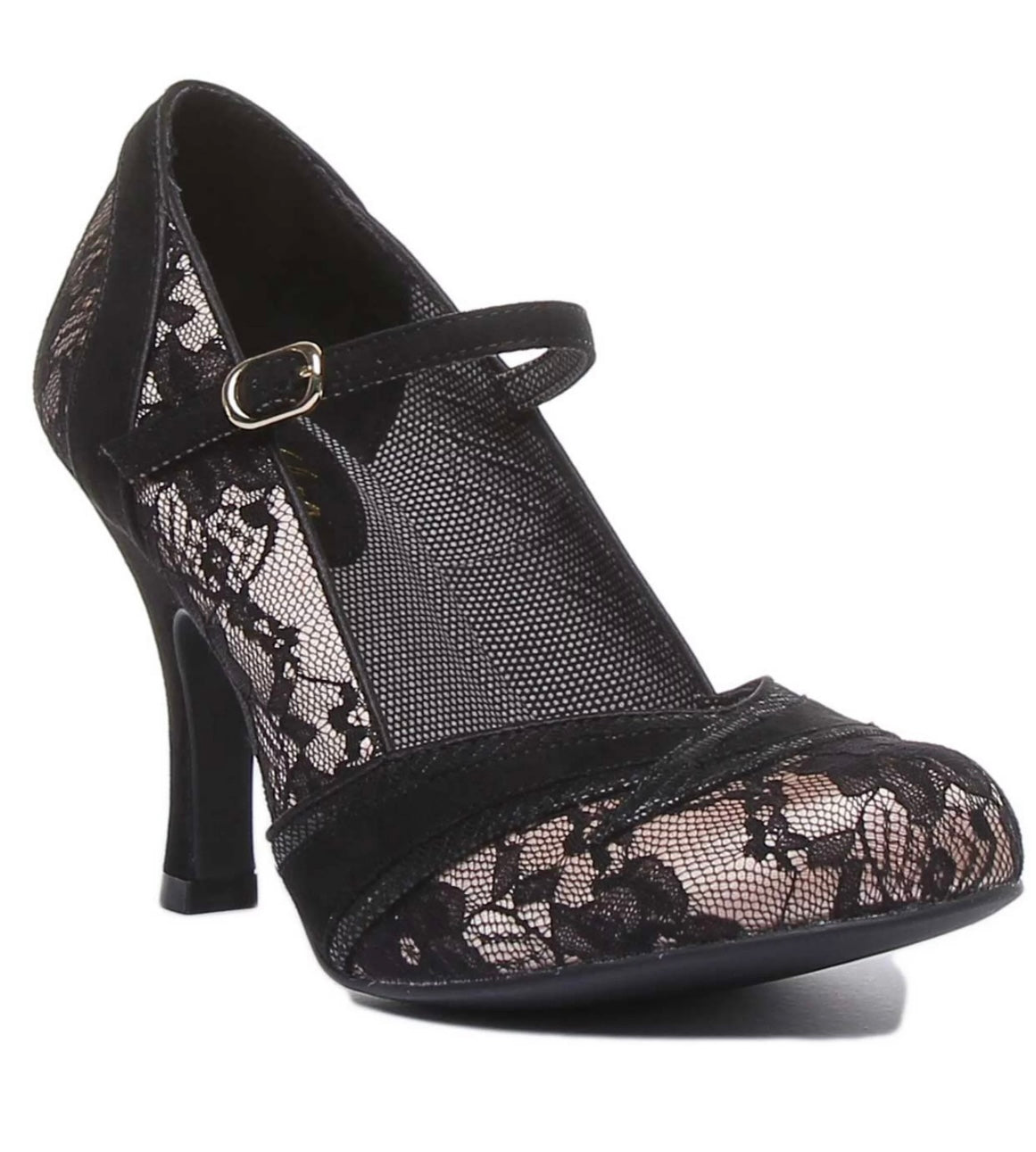 Delilah black lace heel
