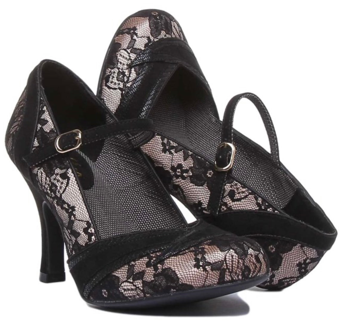 Delilah black lace heel