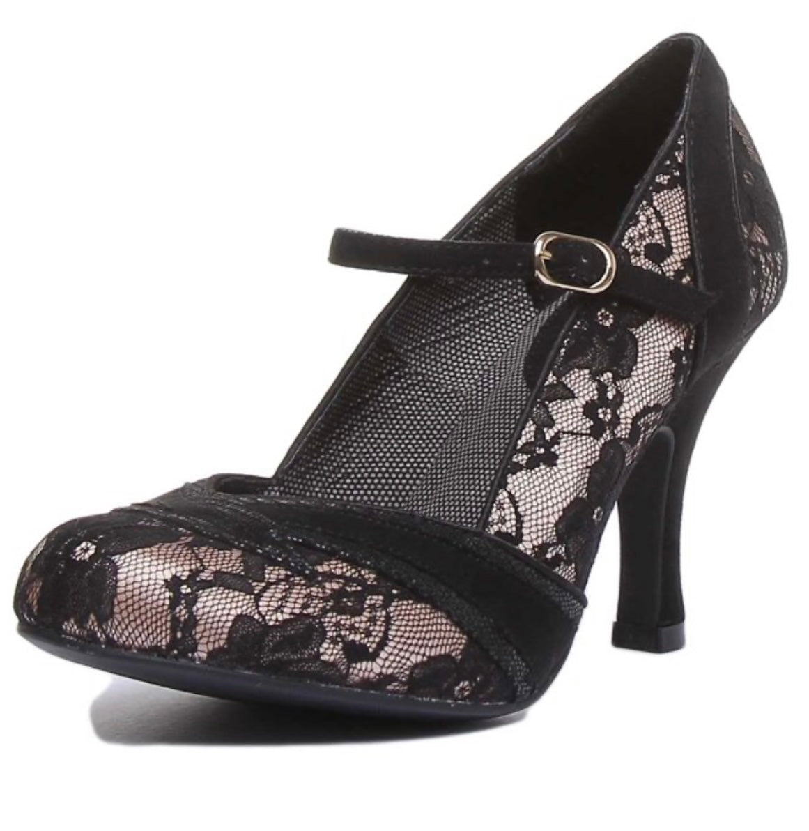 Delilah black lace heel