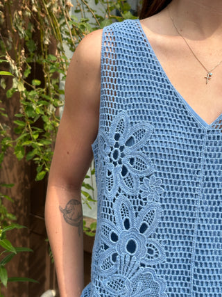 Chariss Crochet Tank Top (Blue)
