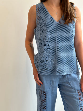 Rokel Wide Leg Trouser (Blue)