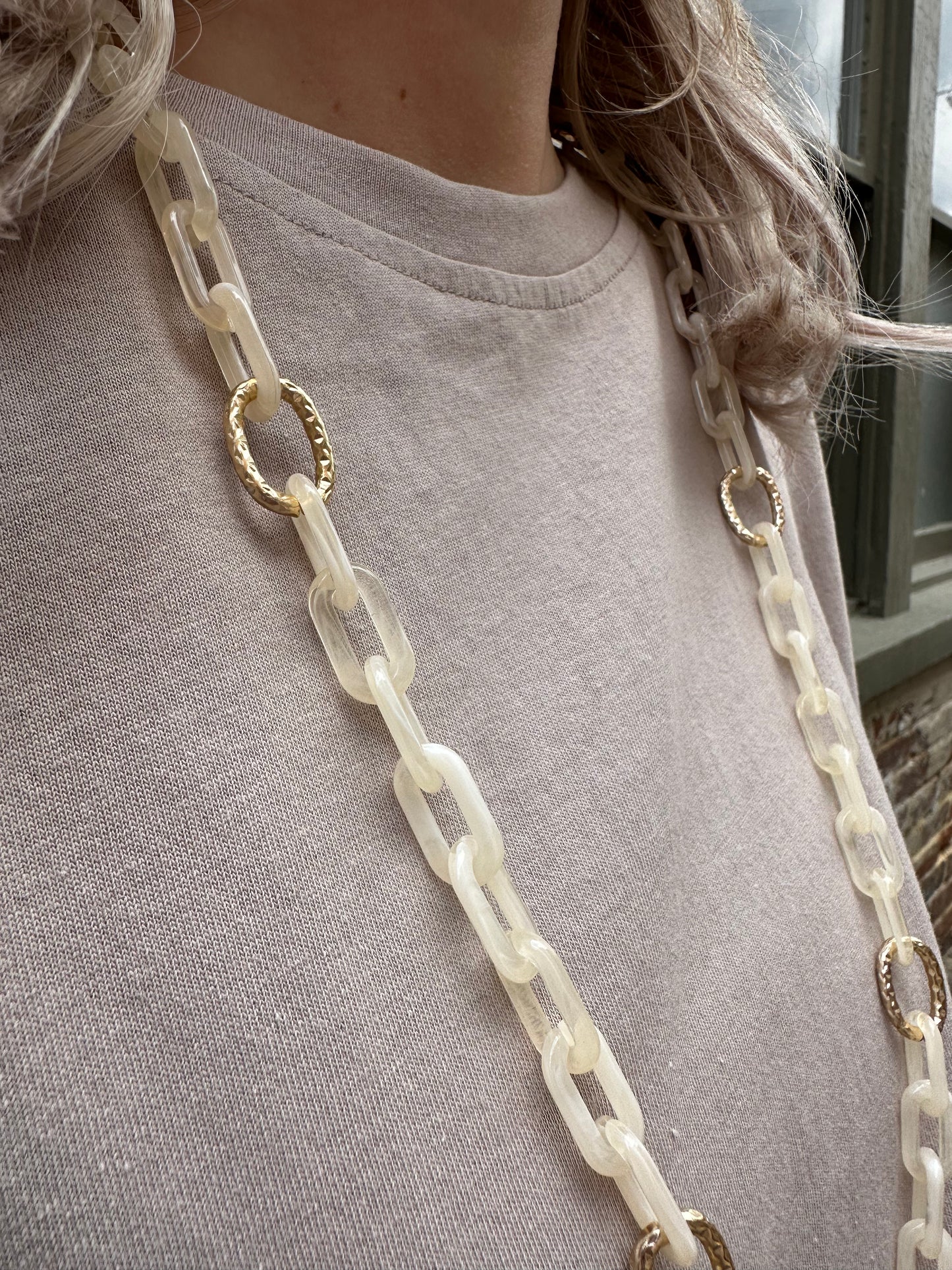 Long Resin Chain Link Necklace