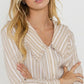 Ruffled Collar Striped Shirt