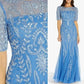 Blue Beaded Full Length Gown