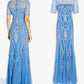 Blue Beaded Full Length Gown